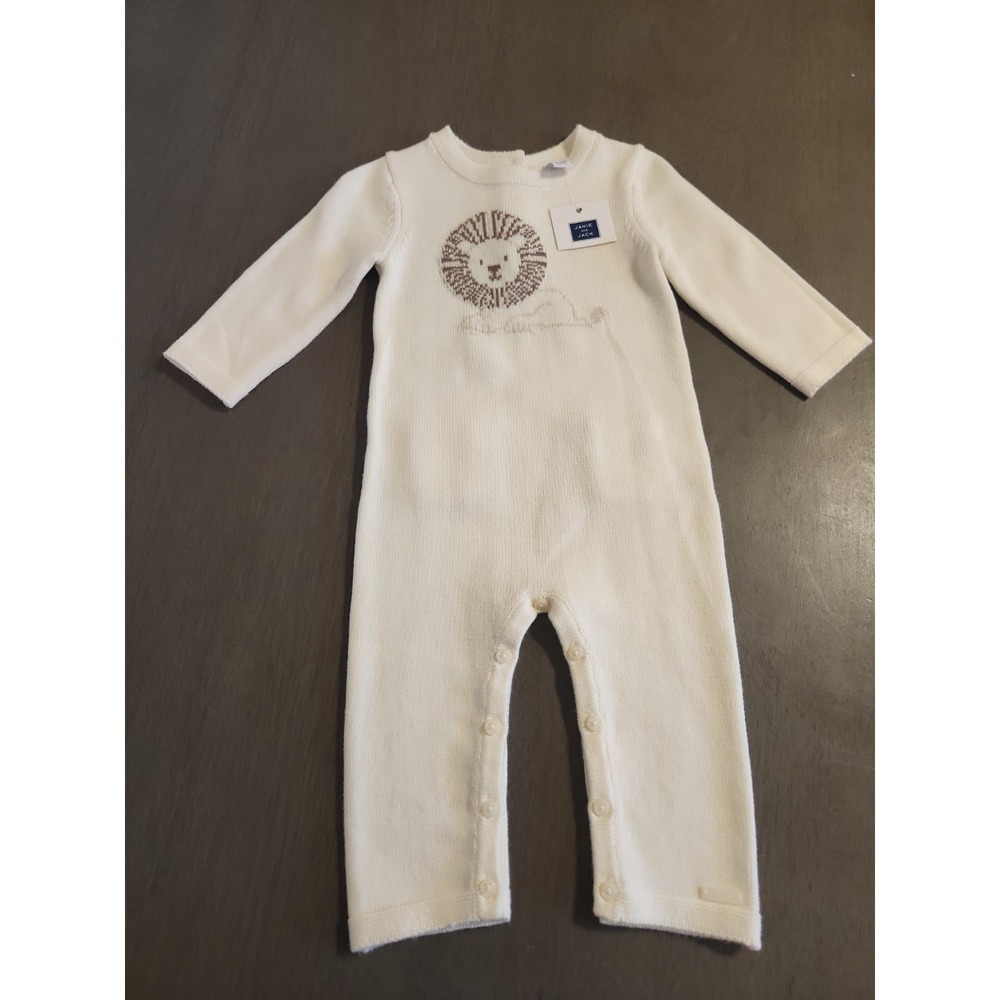 Janie And Jack Baby Lion Knit Romper Neutral Size 6-12 Months NWT Fall Winter